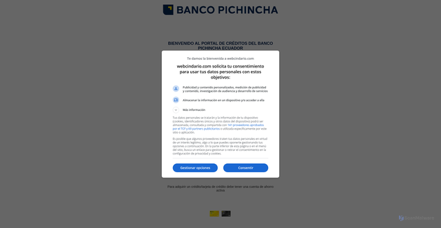 Security scan screenshot of https://credipichincha.webcindario.com/