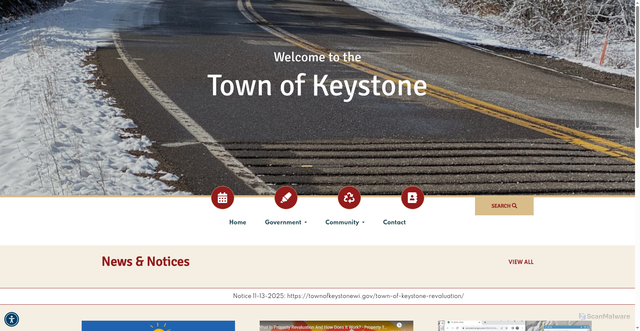 Security scan screenshot of https://townofkeystonewi.gov/