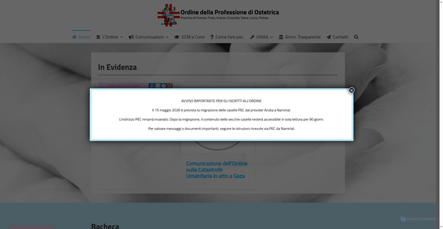 Security scan screenshot of https://www.ordineostetrichefi.it