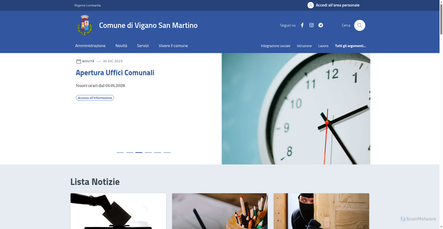 Security scan screenshot of https://www.comune.vigano-san-martino.bg.it/