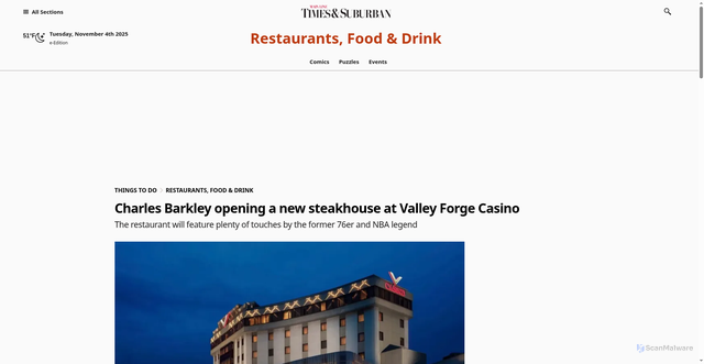 Security scan screenshot of https://www.mainlinemedianews.com/2025/11/02/charles-barkley-opening-a-new-steakhouse-at-valley-forge-casino/