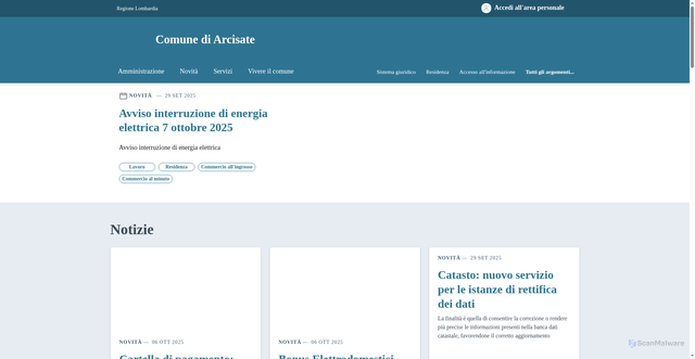 Security scan screenshot of https://www.comunearcisate.va.it/