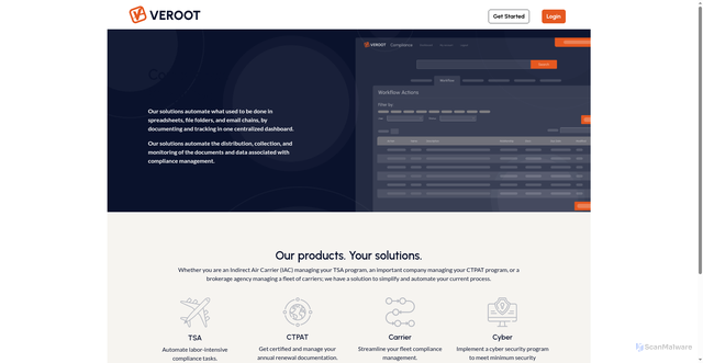 Security scan screenshot of https://app.veroot.com