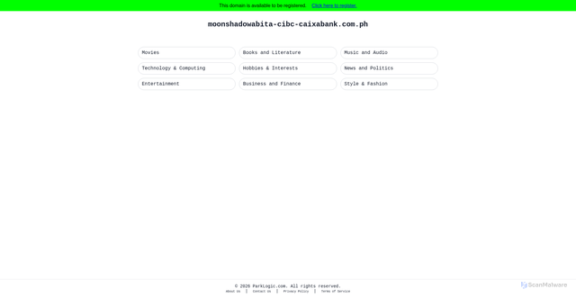 Security scan screenshot of moonshadowabita-cibc-caixabank.com.ph