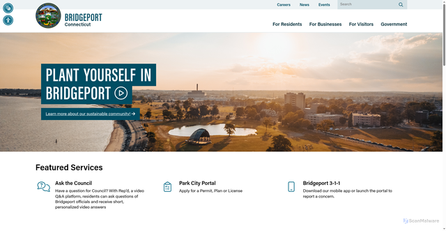 Security scan screenshot of https://www.bridgeportct.gov/