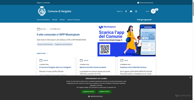 Security scan screenshot of https://www.comune.vergiate.va.it