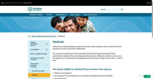 Security scan screenshot of https://georgiaaccess.gov/other-health-coverage-programs/medicaid/