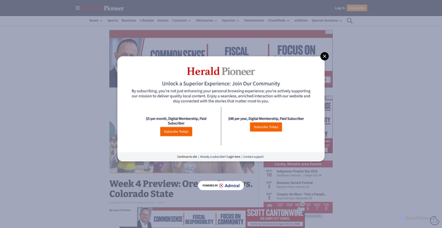 Security scan screenshot of https://heraldpioneer.com/2026/10/01/week-4-preview-oregon-state-vs-colorado-state/