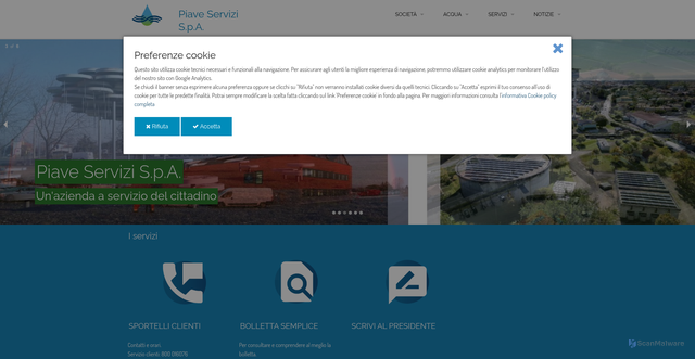 Security scan screenshot of http://www.piaveservizi.eu/home.html