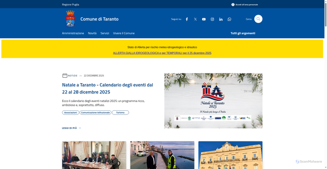 Security scan screenshot of https://www.comune.taranto.it/it