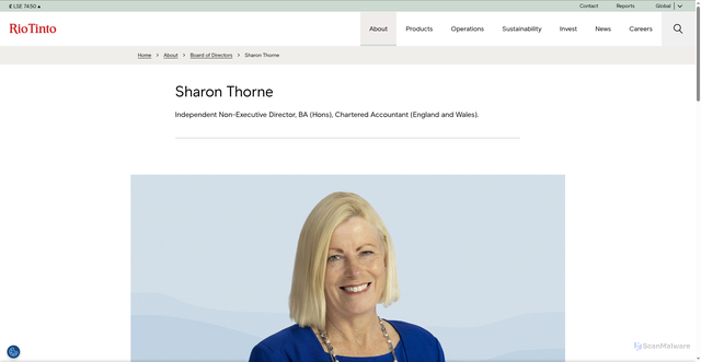 Security scan screenshot of https://www.riotinto.com/en/about/board-of-directors/sharon-thorne