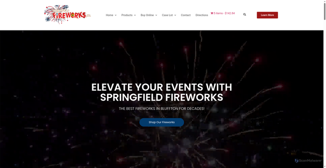 Security scan screenshot of https://springfieldfireworks.com/