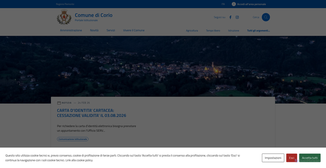 Security scan screenshot of https://www.comune.corio.to.it