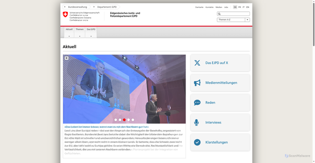 Security scan screenshot of https://www.ejpd.admin.ch/ejpd/de/home.html