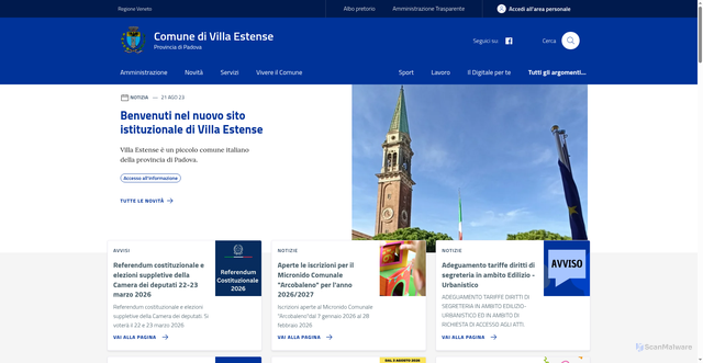 Security scan screenshot of https://www.comune.villaestense.pd.it/
