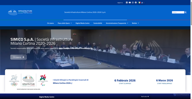 Security scan screenshot of https://www.infrastrutturemilanocortina2026.it