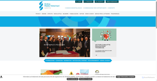 Security scan screenshot of https://www.ordineveterinarisa.it/
