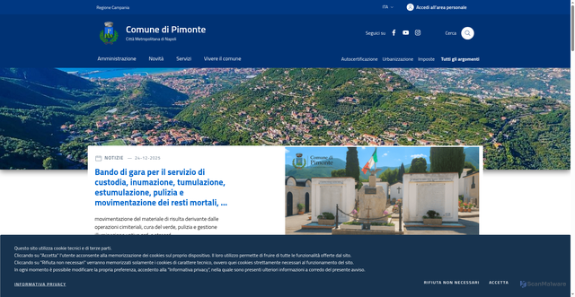 Security scan screenshot of https://www.comune.pimonte.na.it/