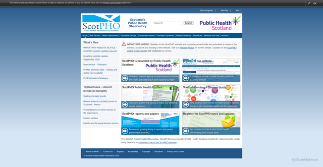 Security scan screenshot of http://www.scotpho.org.uk