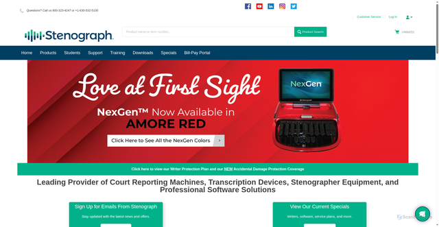 Security scan screenshot of https://stenograph.com