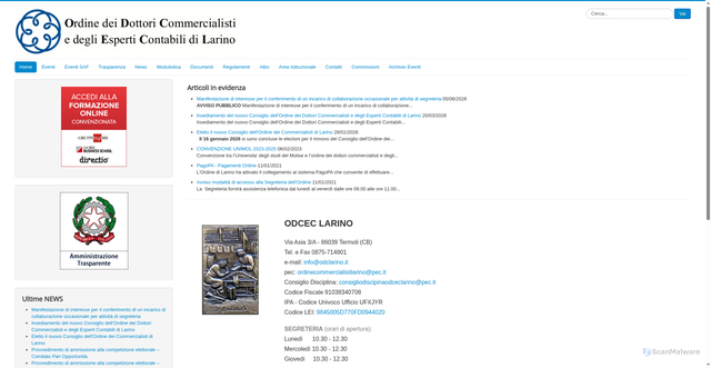 Security scan screenshot of https://www.odceclarino.it/