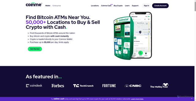 Security scan screenshot of https://coinme.com/bitcoin-atm/