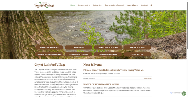 Security scan screenshot of https://www.rushfordvillagemn.gov/