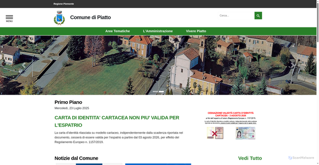 Security scan screenshot of https://www.comune.piatto.bi.it/
