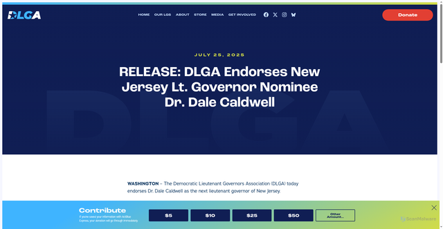 Security scan screenshot of https://demlgs.org/release-dlga-endorses-new-jersey-lt-governor-nominee-dr-dale-caldwell/