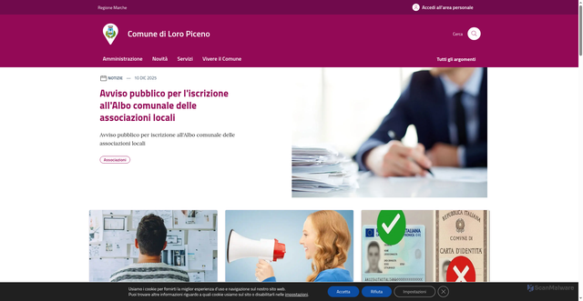 Security scan screenshot of https://www.comune.loropiceno.mc.it/