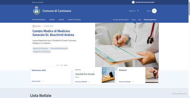 Security scan screenshot of https://comune.camisano.cr.it