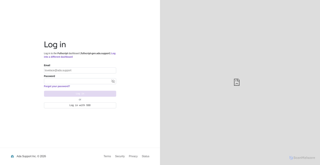 Security scan screenshot of https://fullscript-gen.ada.support