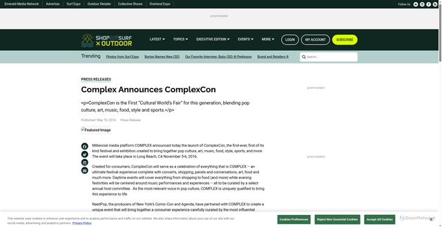 Security scan screenshot of https://shop-eat-surf-outdoor.com/press-releases/content-complex-announces-complexcon/25308/