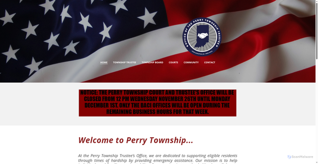 Security scan screenshot of http://www.perrytownship-in.gov/