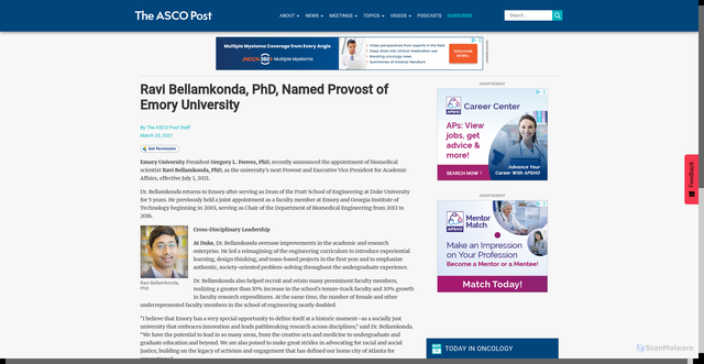 Security scan screenshot of https://ascopost.com/issues/march-25-2021/ravi-bellamkonda-named-provost-of-emory-university/