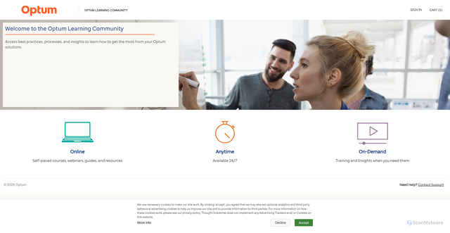 Security scan screenshot of https://learn.optum.com