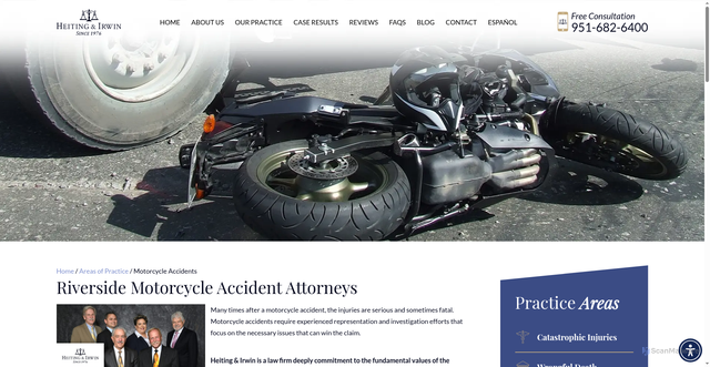Security scan screenshot of https://www.heitingandirwin.com/areas-of-practice/motorcycle-accidents/