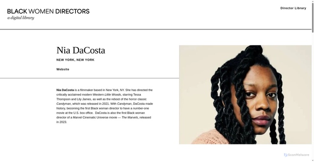Security scan screenshot of https://www.blackwomendirectors.co/library/nia-dacosta
