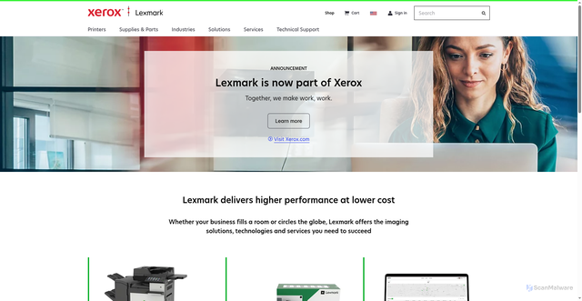 Security scan screenshot of https://lexmark.com