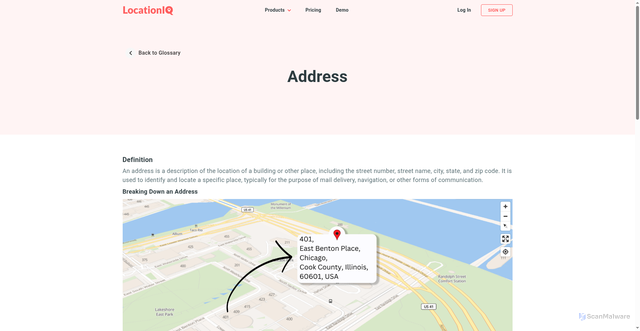 Security scan screenshot of https://locationiq.com/glossary/address
