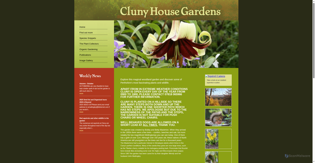 Security scan screenshot of https://www.clunyhousegardens.com/