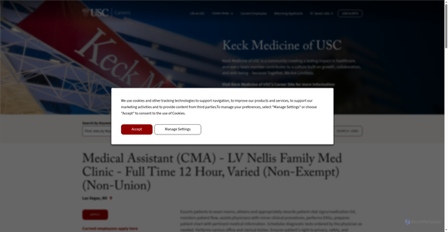 Security scan screenshot of https://usccareers.usc.edu/job/las-vegas/medical-assistant-cma-lv-nellis-family-med-clinic-full-time-12-hour-varied-non-exempt-non-union/1209/87117217376