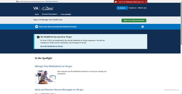 Security scan screenshot of https://myhealth.va.gov