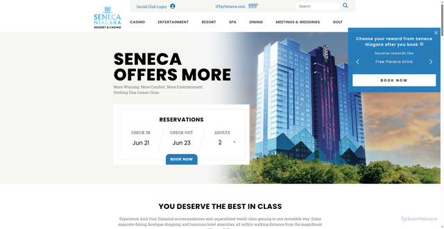 Security scan screenshot of https://senecaniagaracasino.com