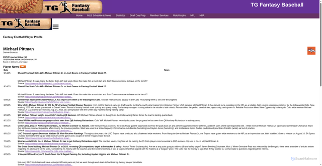 Security scan screenshot of https://www.rotoumpire.com/baseball/profile.cfm?playerId=17253&allNews=1