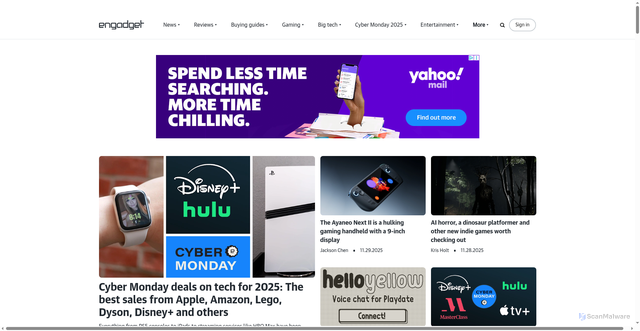 Security scan screenshot of https://www.engadget.com/