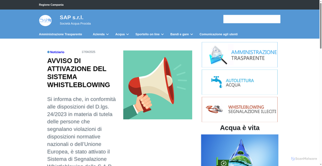 Security scan screenshot of https://sapacquaprocida.it/