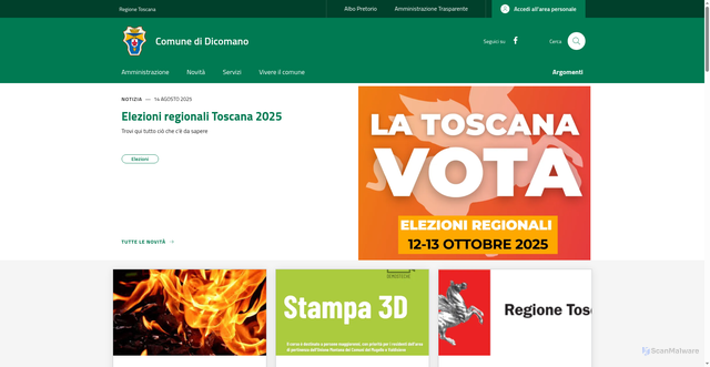 Security scan screenshot of https://www.comune.dicomano.fi.it/
