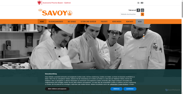 Security scan screenshot of https://www.savoy.berufsschule.it/