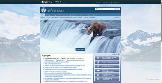 Security scan screenshot of https://www.adfg.alaska.gov/